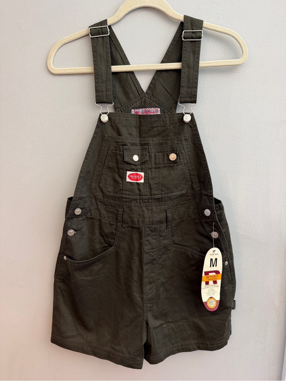 *New* 90s Vintage Revolt Twill Short Overalls, Size Medium